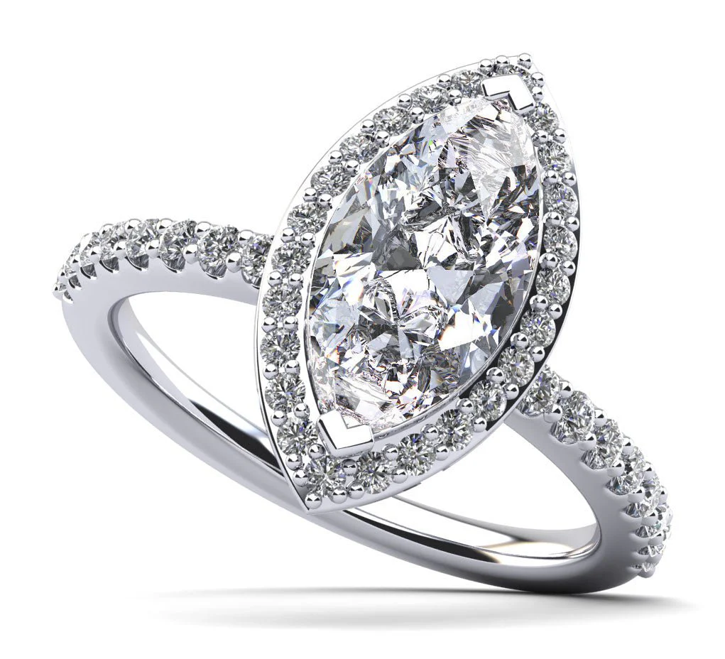 Halo Marquise Lab-Grown Diamond Engagement Ring with 0.91 ct. (0.50 ct. center diamond)