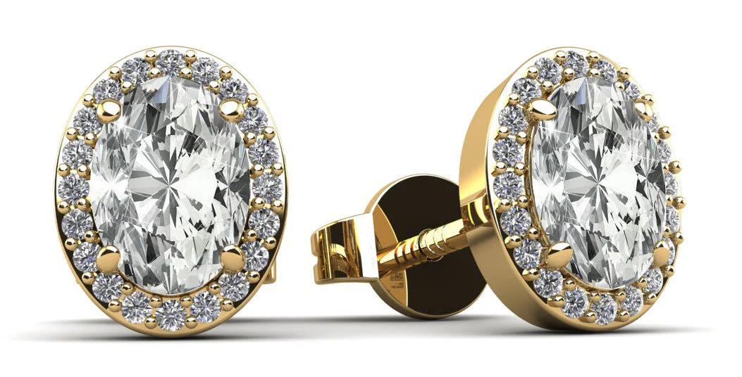 Halo Oval Lab-Grown Diamond Stud Earrings with 3.42 ct. (2X1.60 ct. center diamonds) - Image 2