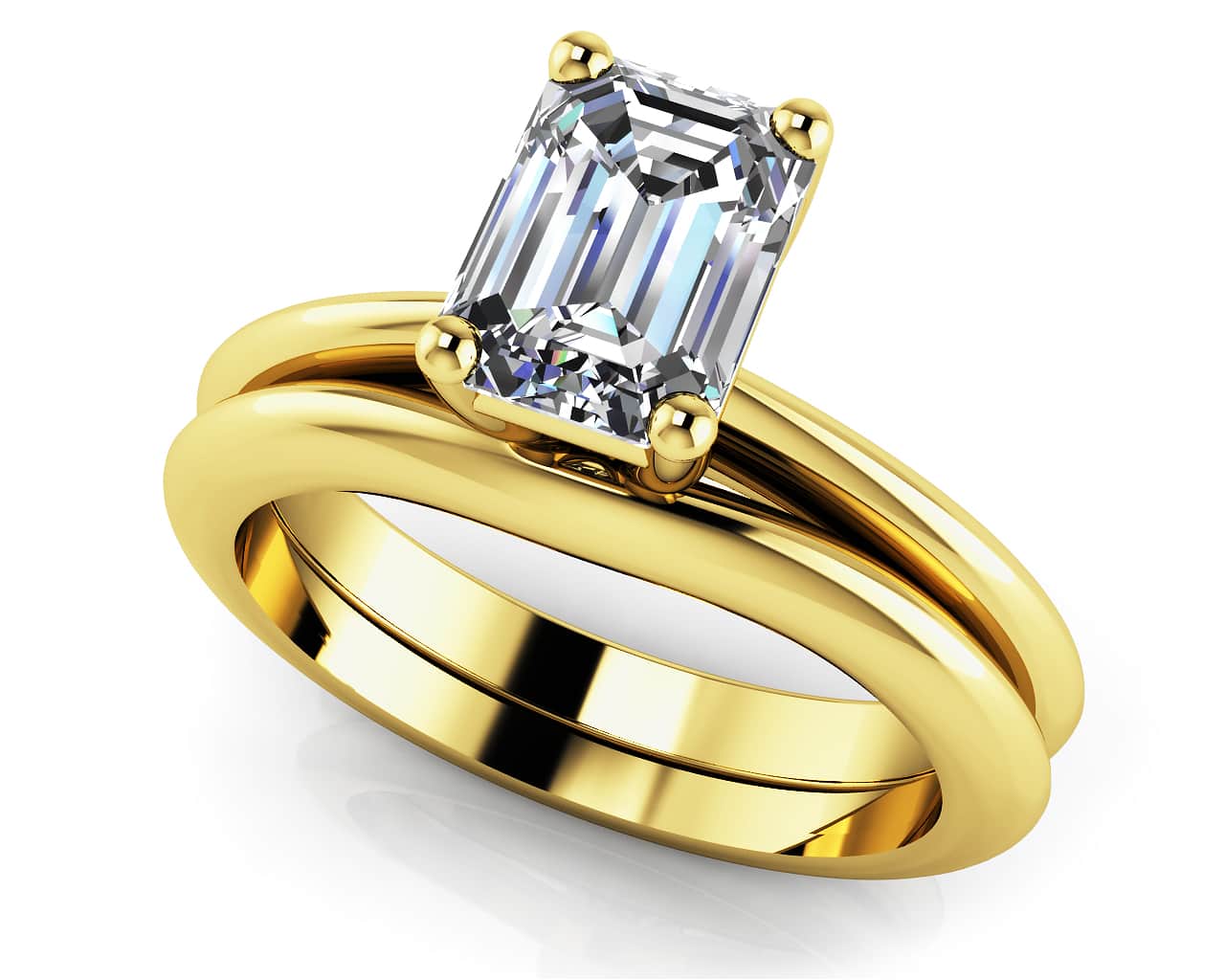 Heart Felt Emerald Cut Bridal Set Diamond  with 0.50 ct.(finished) 6x4mm - Image 2