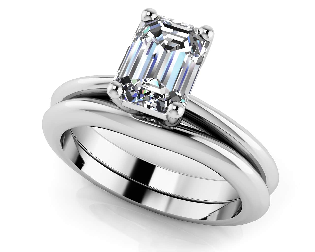 Heart Felt Emerald Cut Bridal Set Diamond with 1.00 ct.(finished) 7x5mm