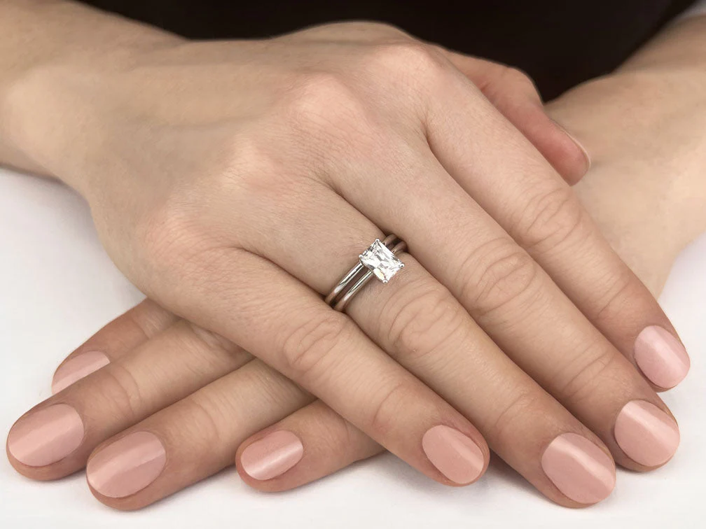 Heart Felt Emerald Cut Lab-Grown Diamond Bridal Set with 0.50 ct.(finished) 6x4mm - Image 3