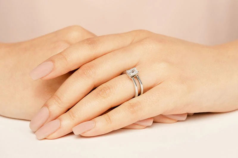 Heart Felt Emerald Cut Lab-Grown Diamond Bridal Set with 0.50 ct.(finished) 6x4mm - Image 5