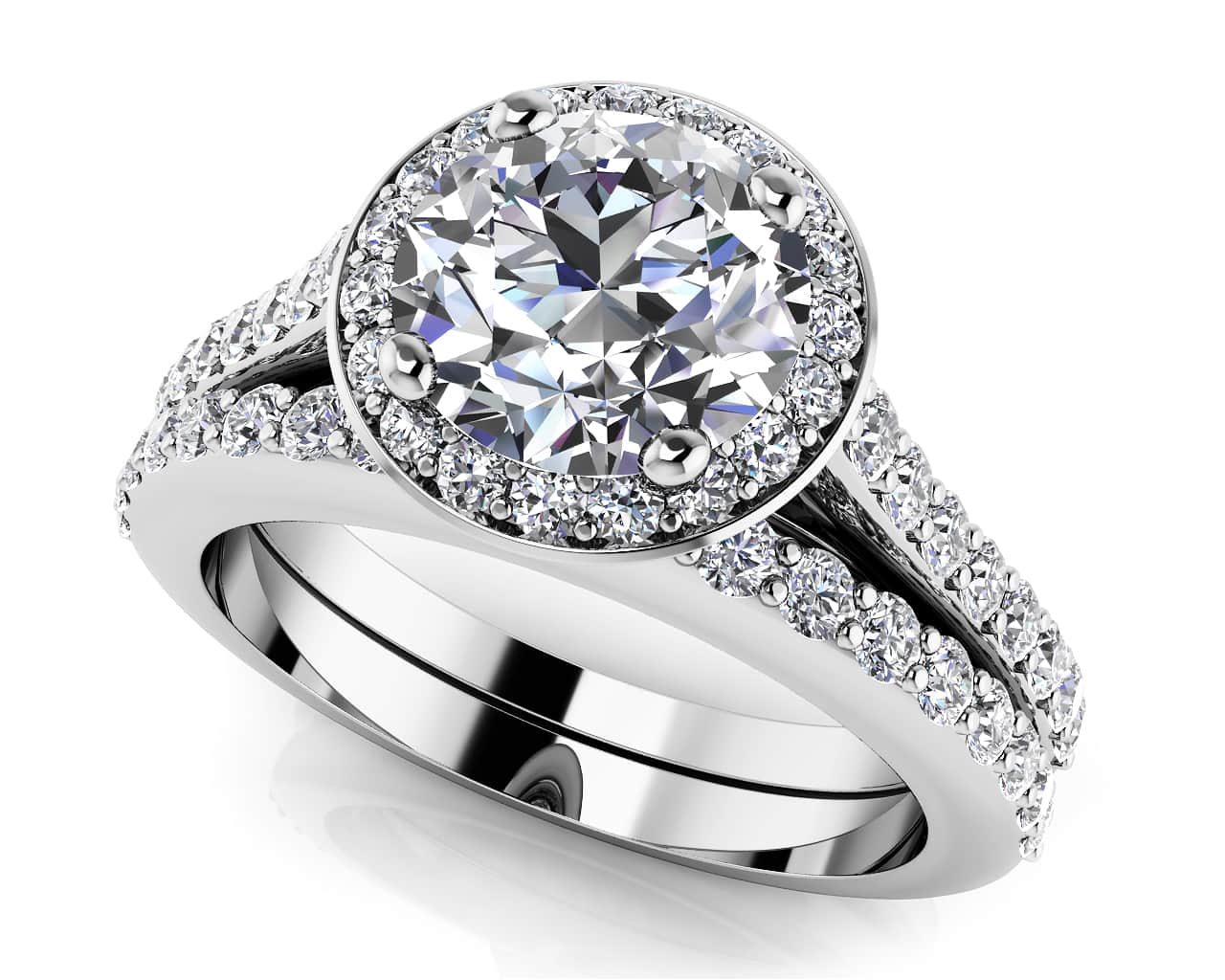 Heavenly Diamond Halo Bridal Set Diamond with 1.99 ct. (1.25 ct. center diamond)