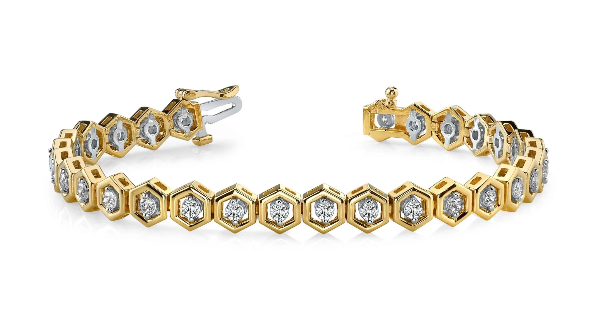 Hexagon Link Diamond Bracelet with 2.60 ct.(finished) 3mm - Image 3