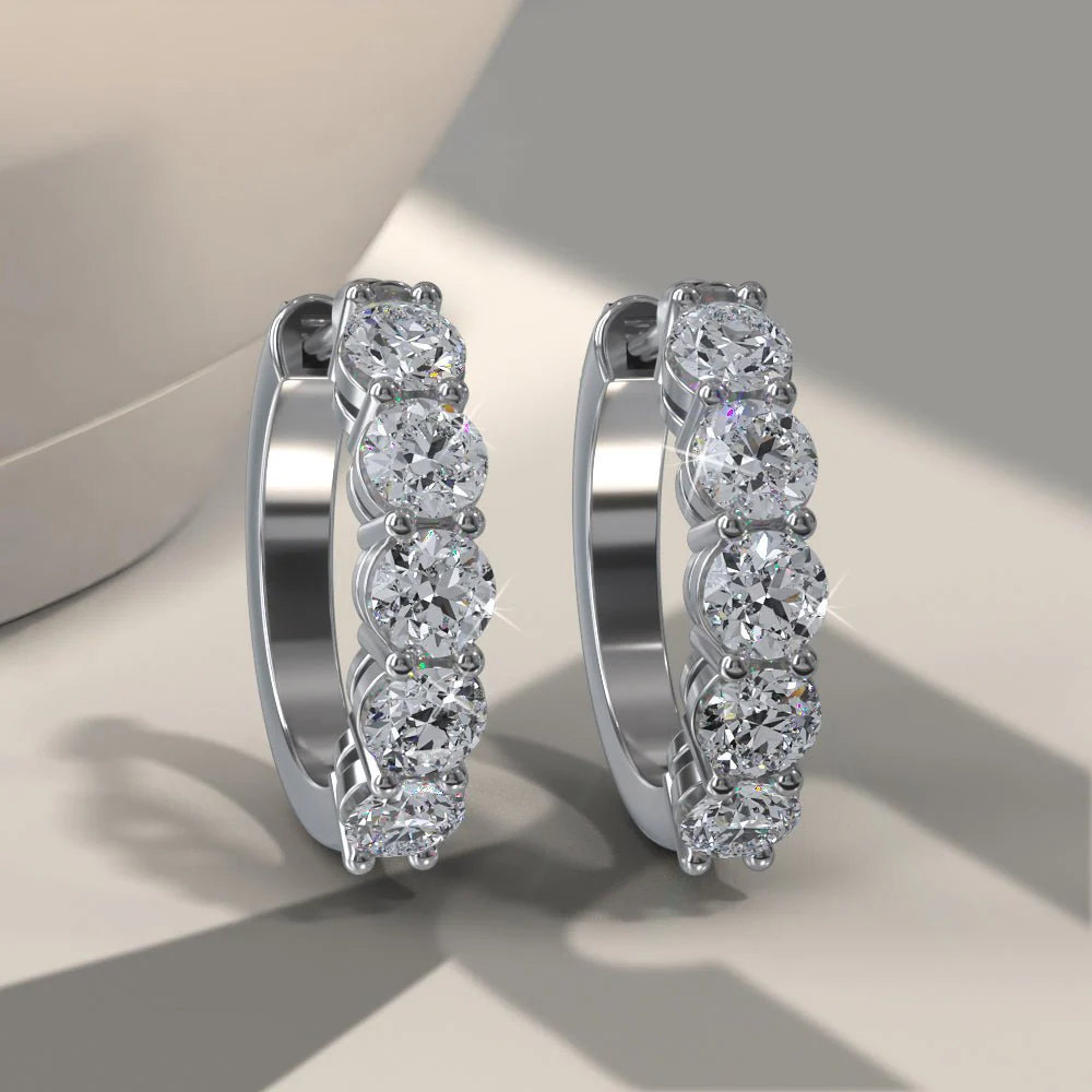 Hypnotic Lab-Grown Diamond Hoop Earrings with 1.90 ct.(finished) 3.7mm - Image 3
