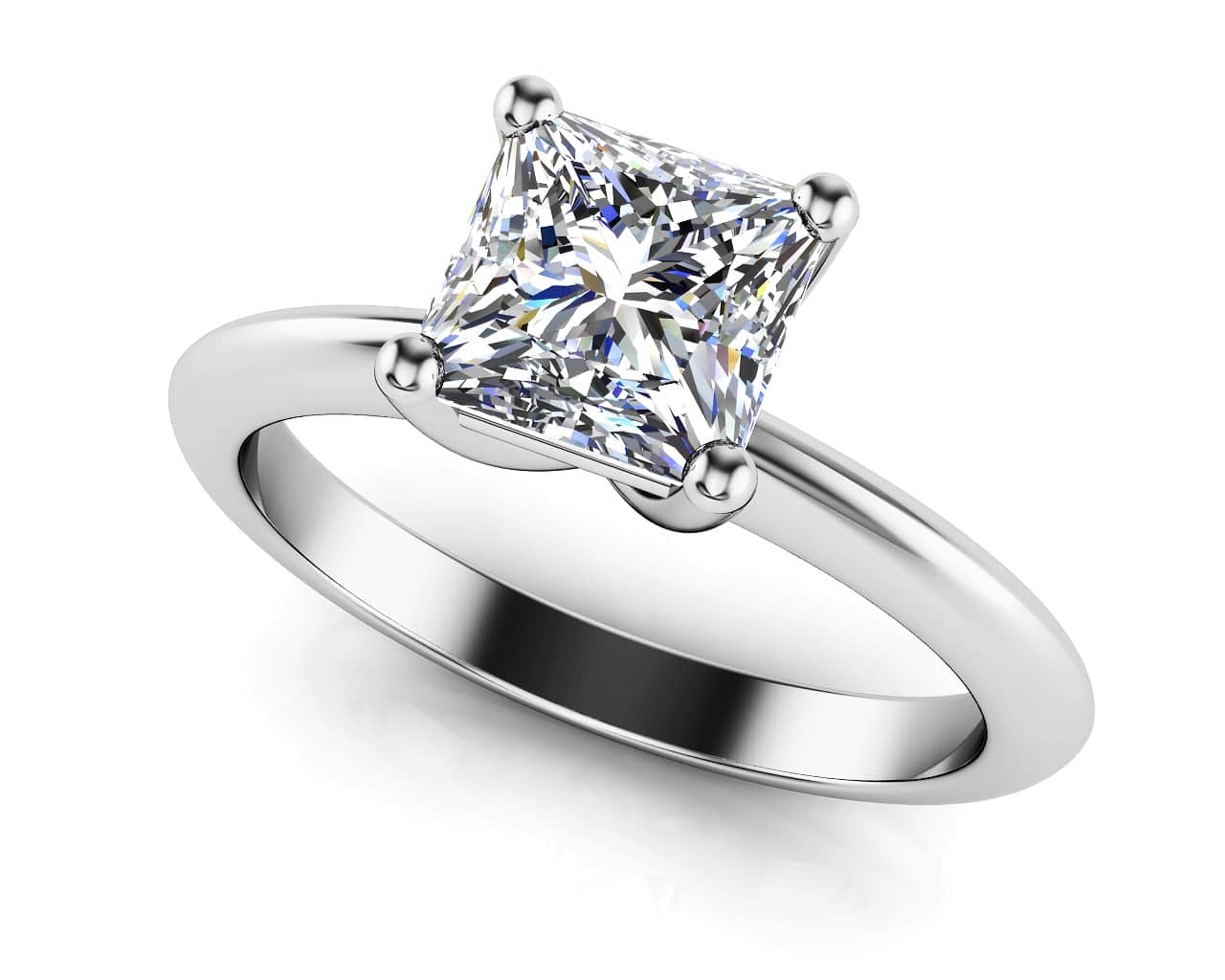 Infinite Love Princess Cut Diamond Solitaire Diamond Engagement Ring with 1.50 ct.(finished) 6.5mm