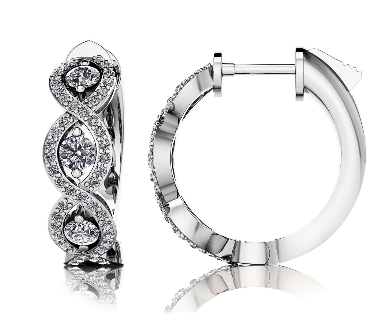 Infinity Diamond Hoop Earrings with 0.72 ct.(finished) 1mm, 2.5mm