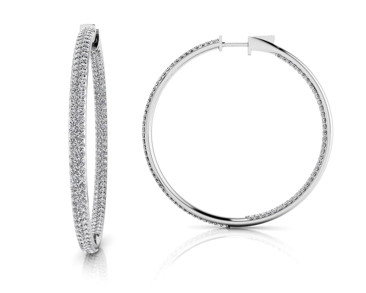 Inside Out Diamond Pave Hoop Earrings Extra Large Lab-Grown Diamond with 2.15 ct.(finished) 1mm