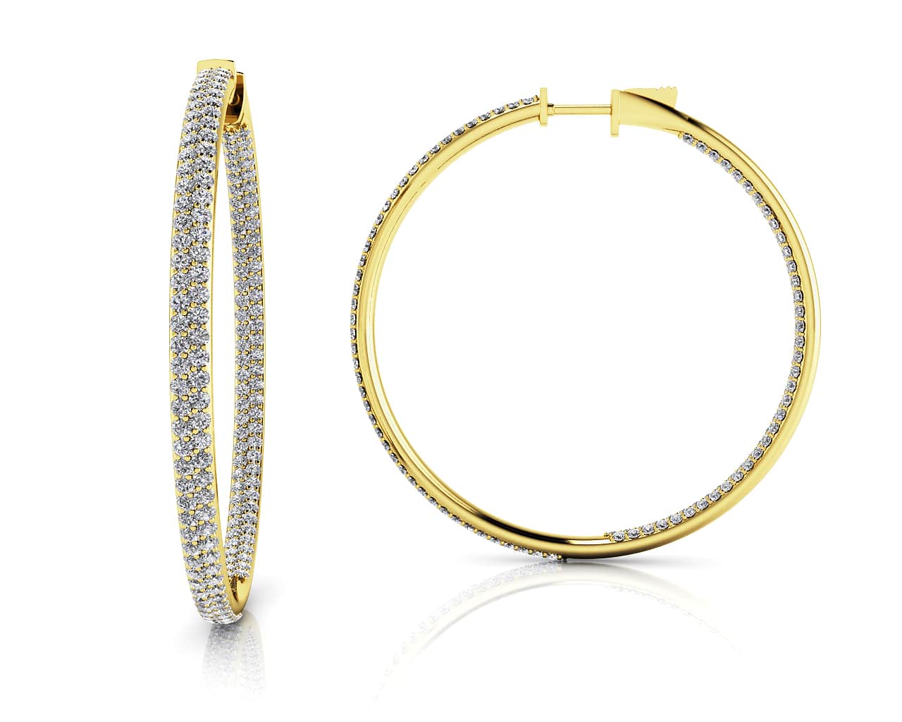 Inside Out Diamond Pave Hoop Earrings Extra Large Lab-Grown Diamond  with 4.16 ct.(finished) 1.4mm - Image 2
