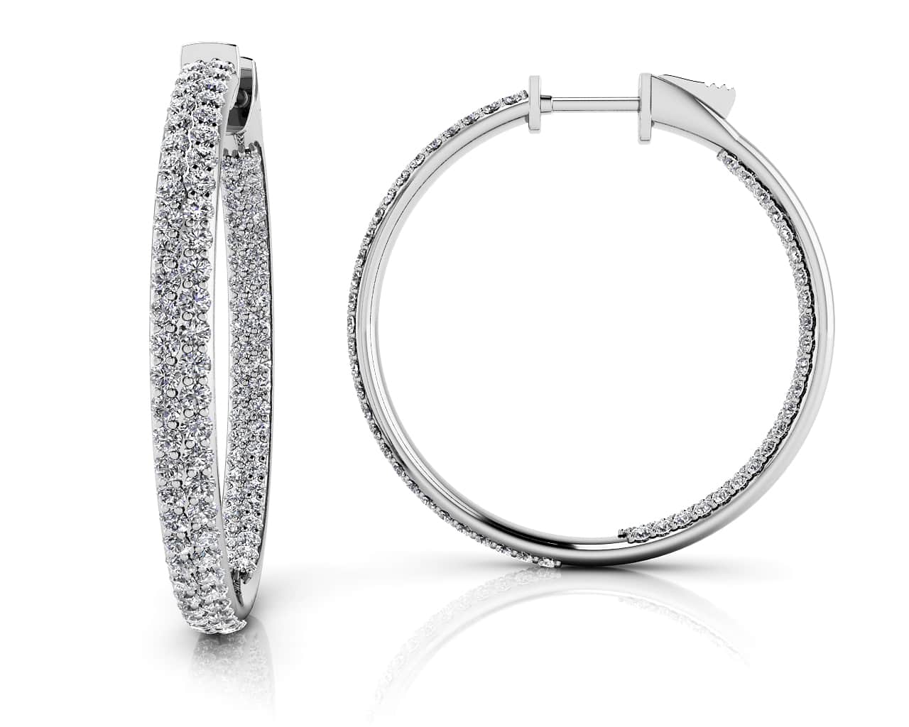 Inside Out Diamond Pave Hoop Earrings Medium Lab-Grown Diamond with 1.43 ct.(finished) 1mm