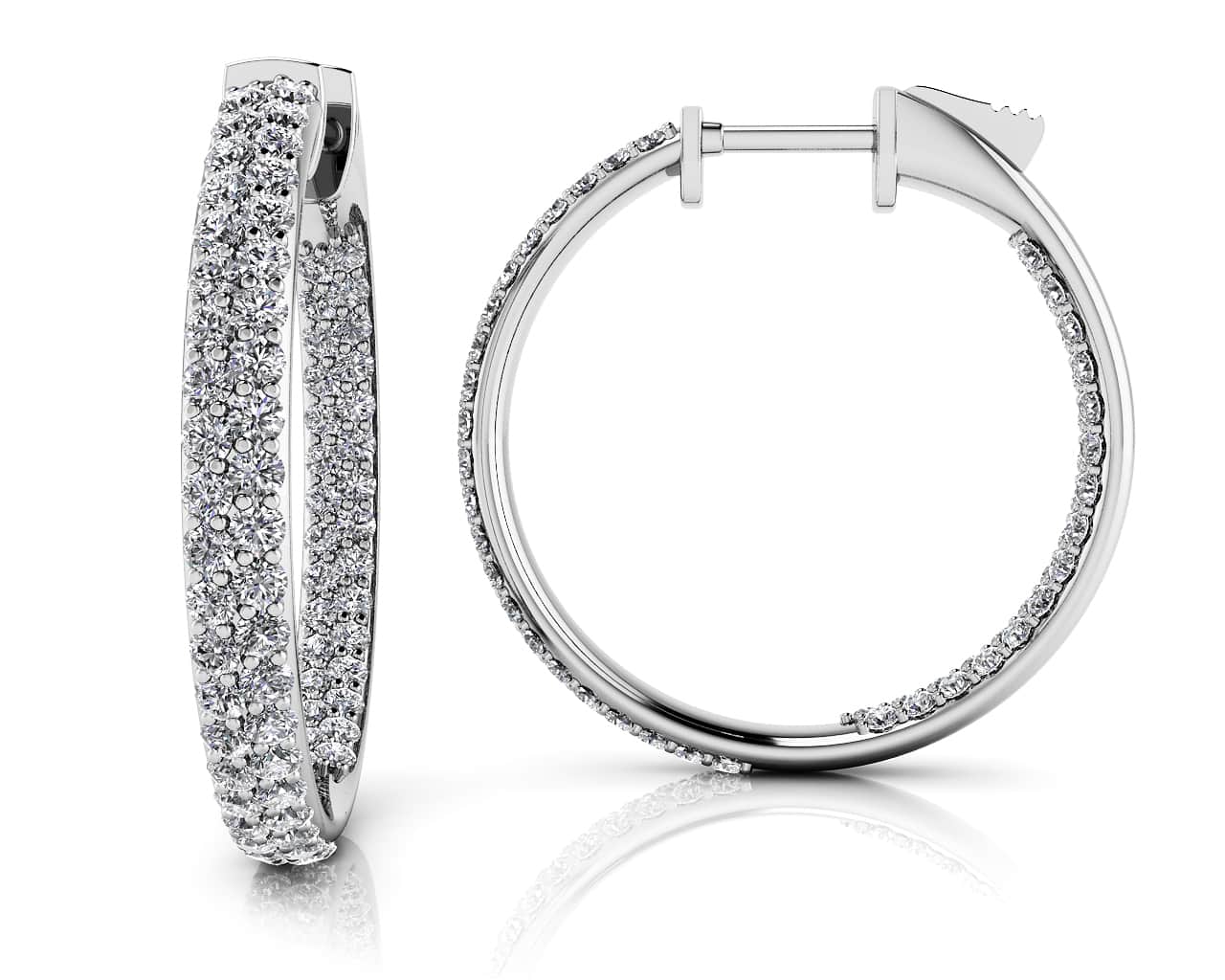 Inside Out Diamond Pave Hoop Earrings Small Lab-Grown Diamond with 1.90 ct.(finished) 1.4mm