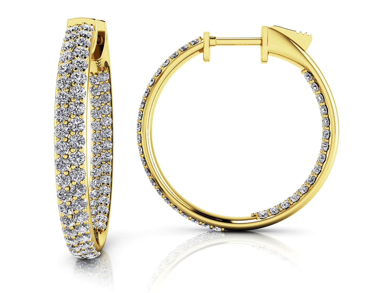 Inside Out Diamond Pave Hoop Earrings Small Lab-Grown Diamond with 1.90 ct.(finished) 1.4mm - Image 2