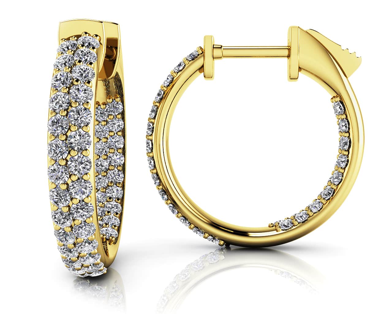 Inside Out Domed Diamond Hoop Earrings Extra Small Diamond with 0.65 ct.(finished) 1mm - Image 2