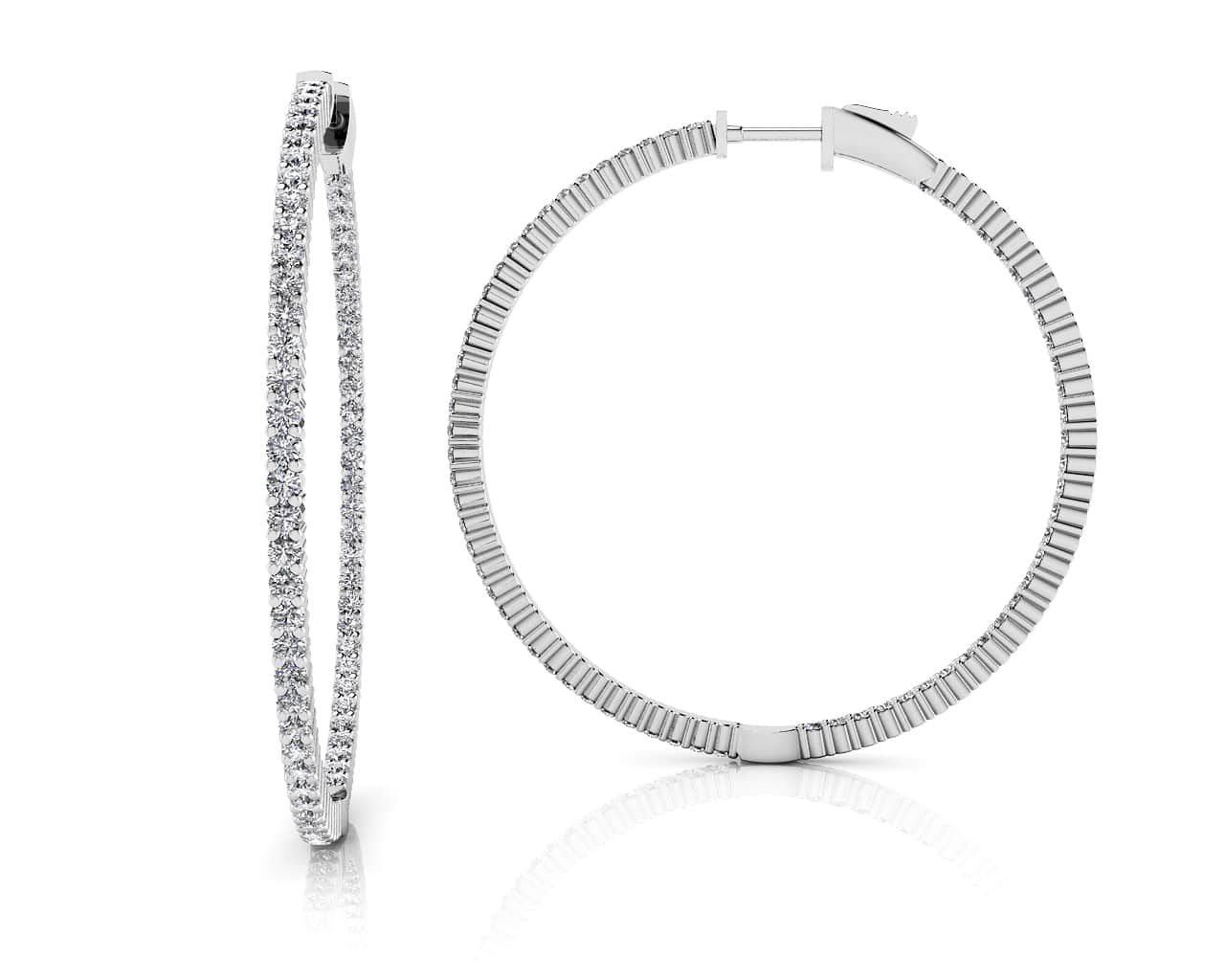 Inside Out Prong Set Diamond Hoop Earring X Large Lab-Grown Diamond with 2.95 ct.(finished) 1.7mm
