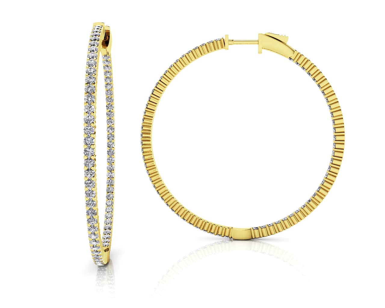 Inside Out Prong Set Diamond Hoop Earring X Large Lab-Grown Diamond with 7.22 ct.(finished) 2.8mm - Image 2