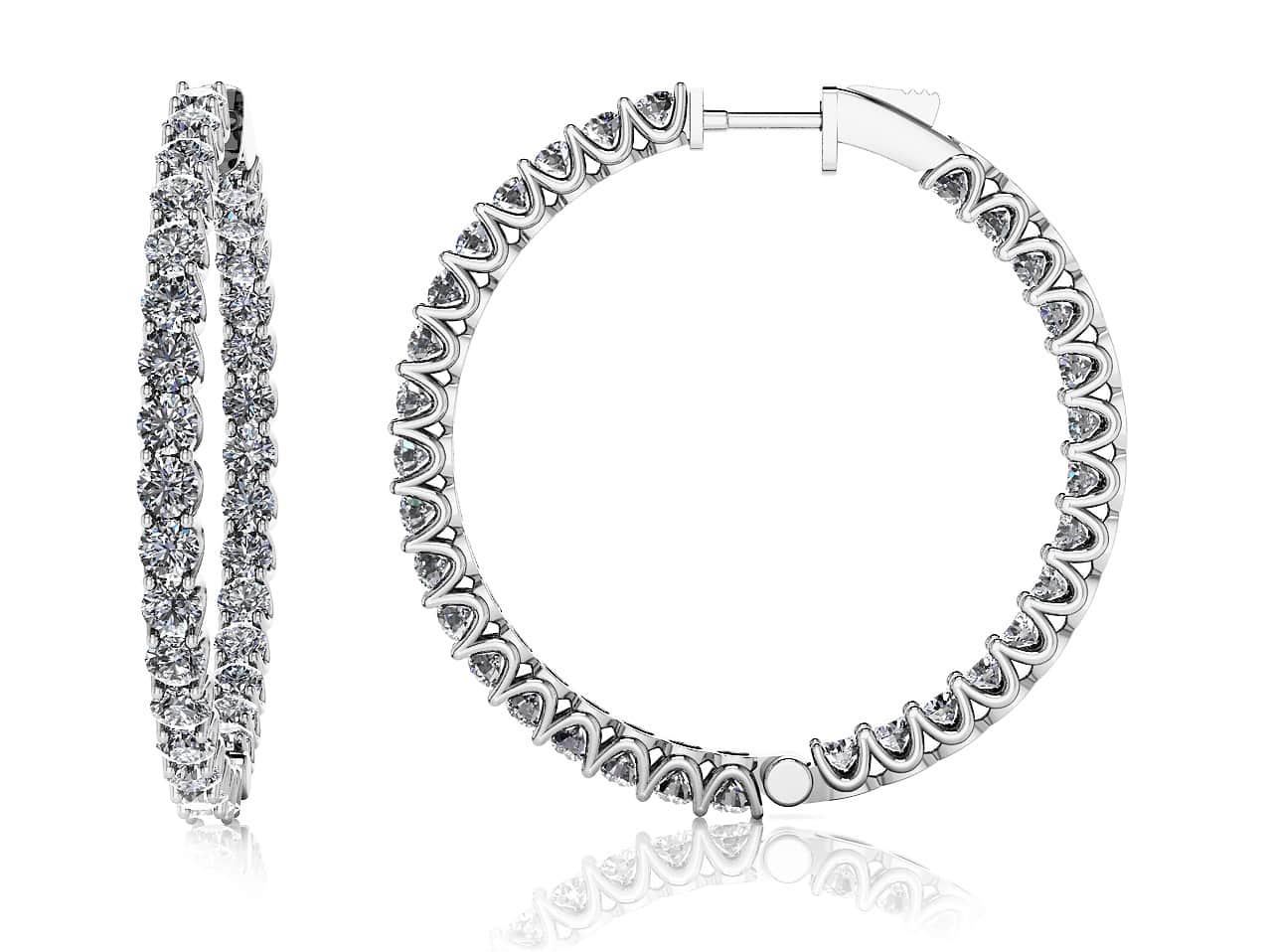 Large Diamond Hoop Earrings Diamond with 2.97 ct.(finished) 2mm