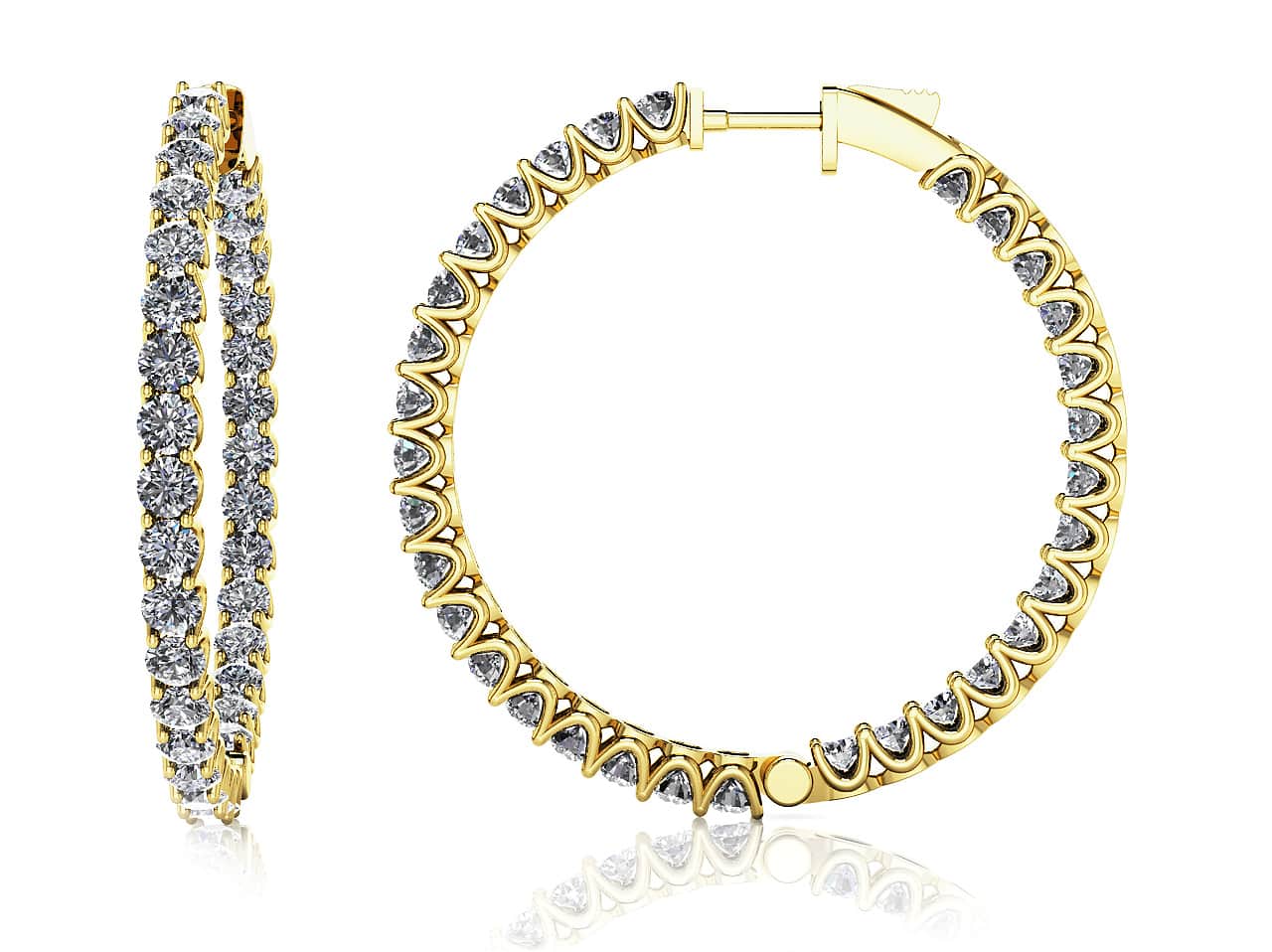 Large Diamond Hoop Earrings Diamond with 2.97 ct.(finished) 2mm - Image 2