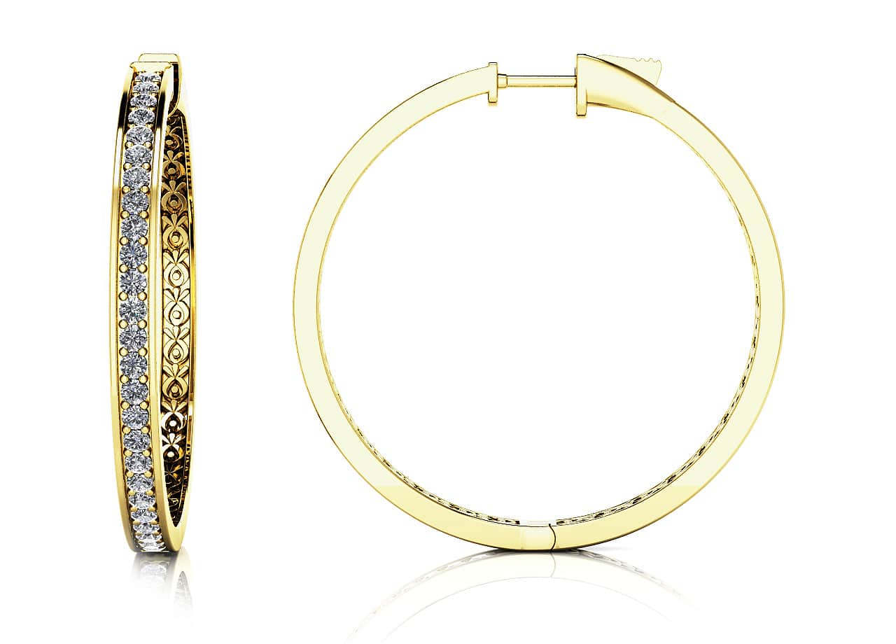 Large Prong Set Diamond Lined Hoops Diamond with 0.76 ct.(finished) 1.3mm - Image 2