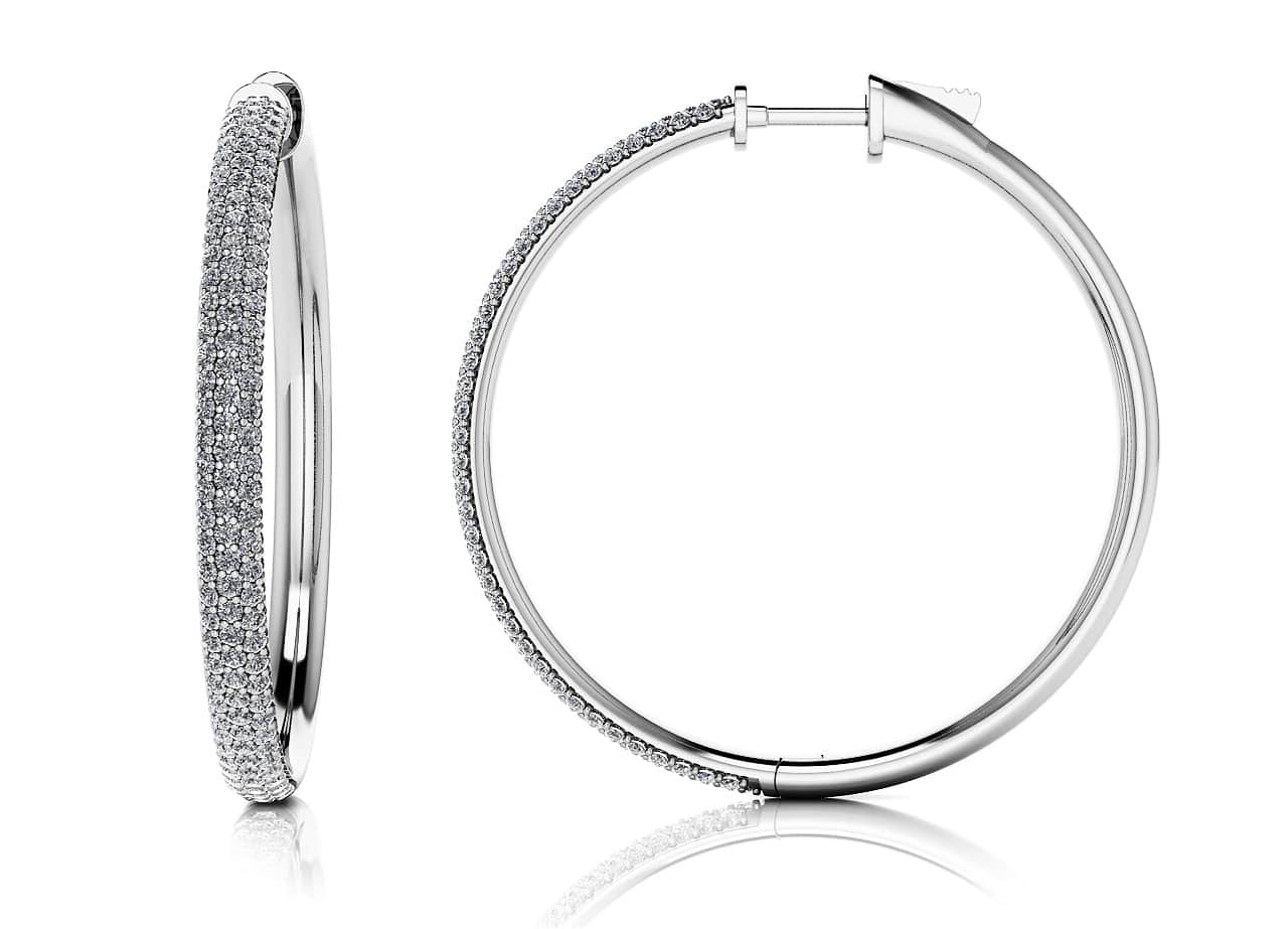 Large Triple Row Lab-Grown Diamond Hoop Earrings with 1.78 ct.(finished) 1.1mm