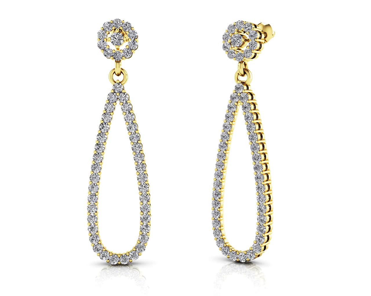 Long TearDrop Lab-Grown Diamond Earrings with 1.48 ct.(finished) 1.5mm, 2mm - Image 2