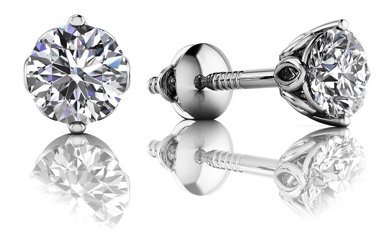 Lotus Flower Brilliant Lab-Grown Diamond Stud Earrings with 1.00 ct.(finished) 5mm