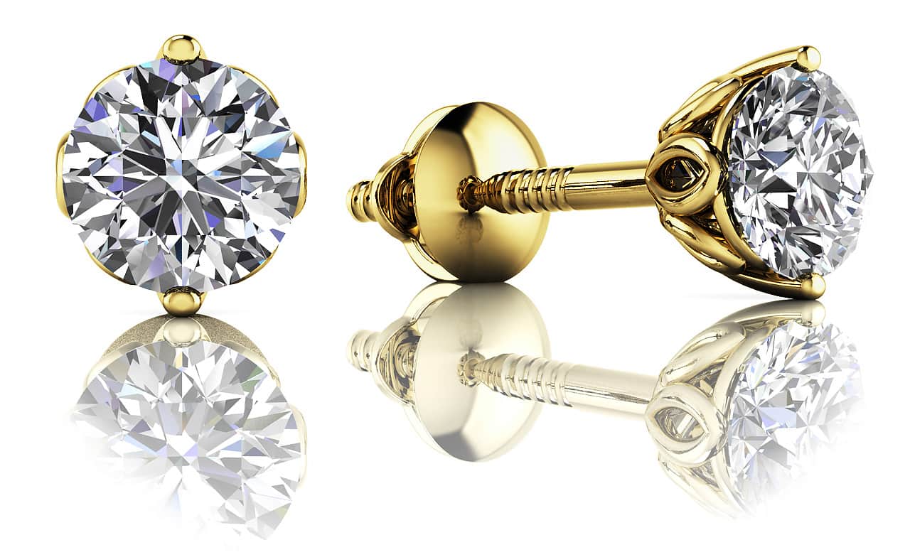 Lotus Flower Brilliant Lab-Grown Diamond Stud Earrings with 2.00 ct.(finished) 6.5mm - Image 2