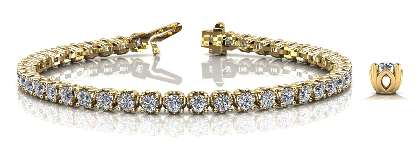 Lotus Flower Diamond Tennis Bracelet with 3.12 ct.(finished) 2.5mm - Image 6