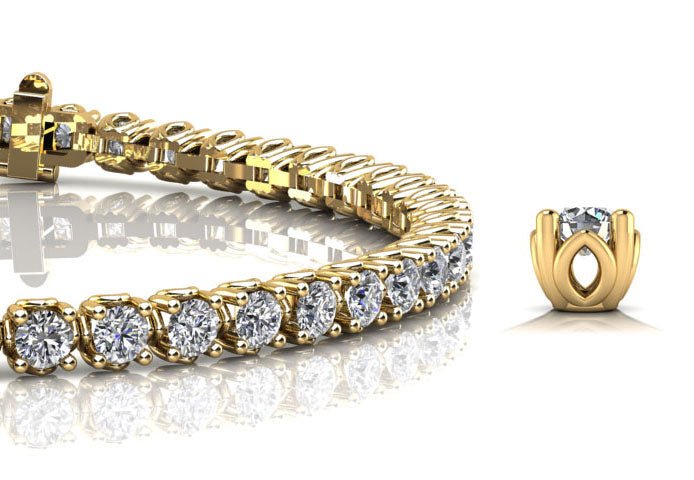 Lotus Flower Diamond Tennis Bracelet with 5.04 ct.(finished) 3mm - Image 2
