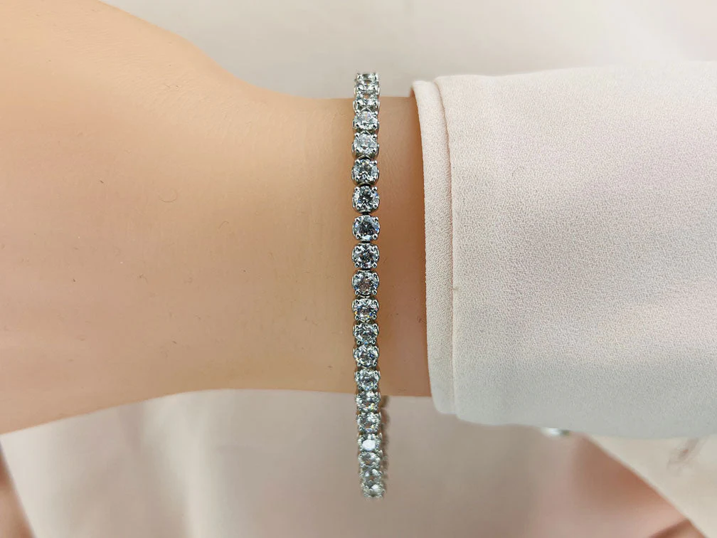 Lotus Flower Diamond Tennis Bracelet with 5.04 ct.(finished) 3mm - Image 3