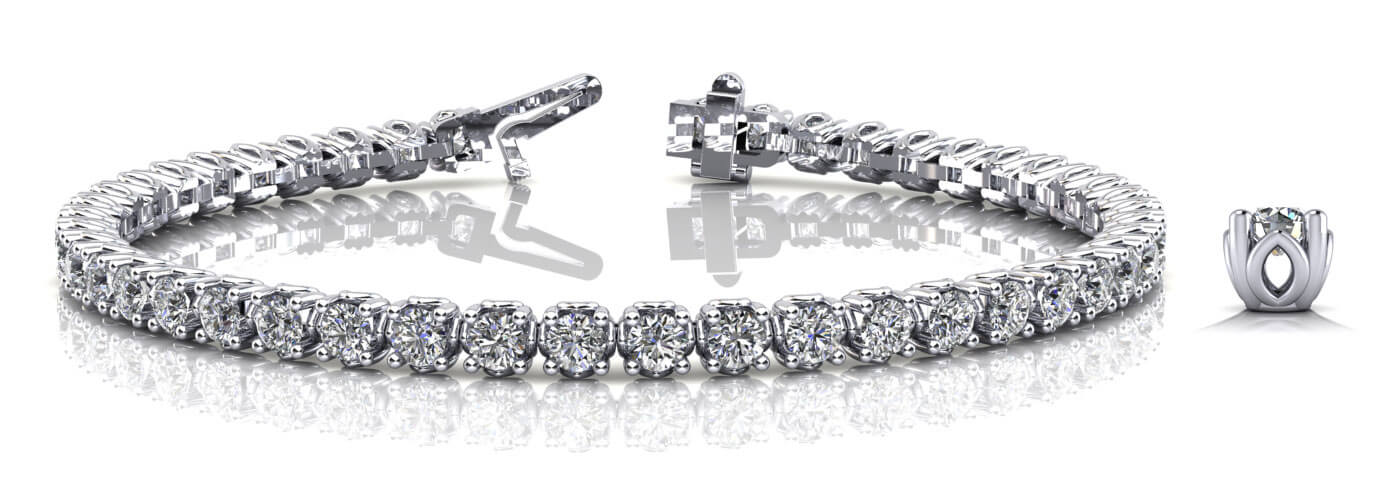Lotus Flower Lab-Grown Diamond Tennis Bracelet with 2.01 ct.(finished) 2mm - Image 5
