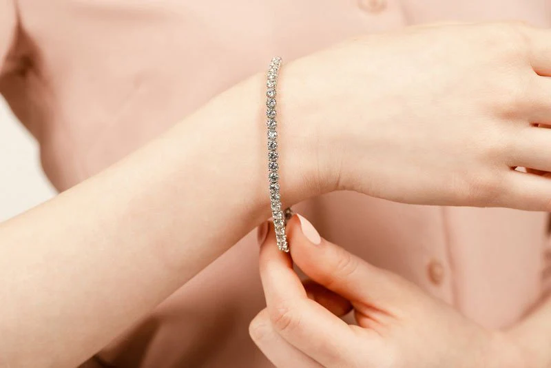 Lotus Flower Lab-Grown Diamond Tennis Bracelet with 5.04 ct.(finished) 3mm - Image 4