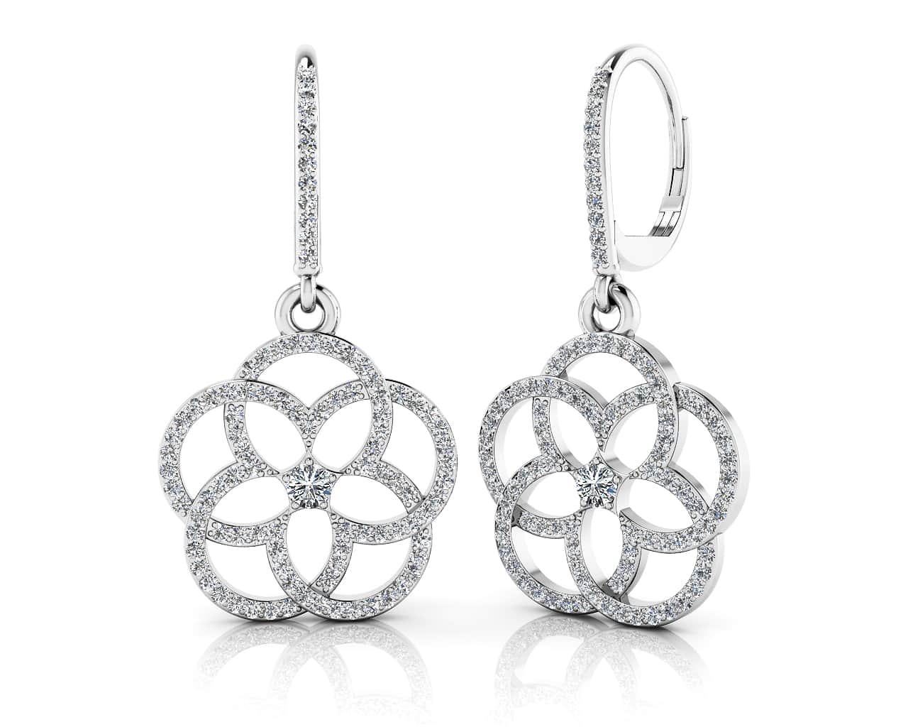Love Blossom Diamond Earrings with 1.11 ct.(finished) 1mm, 2.7mm