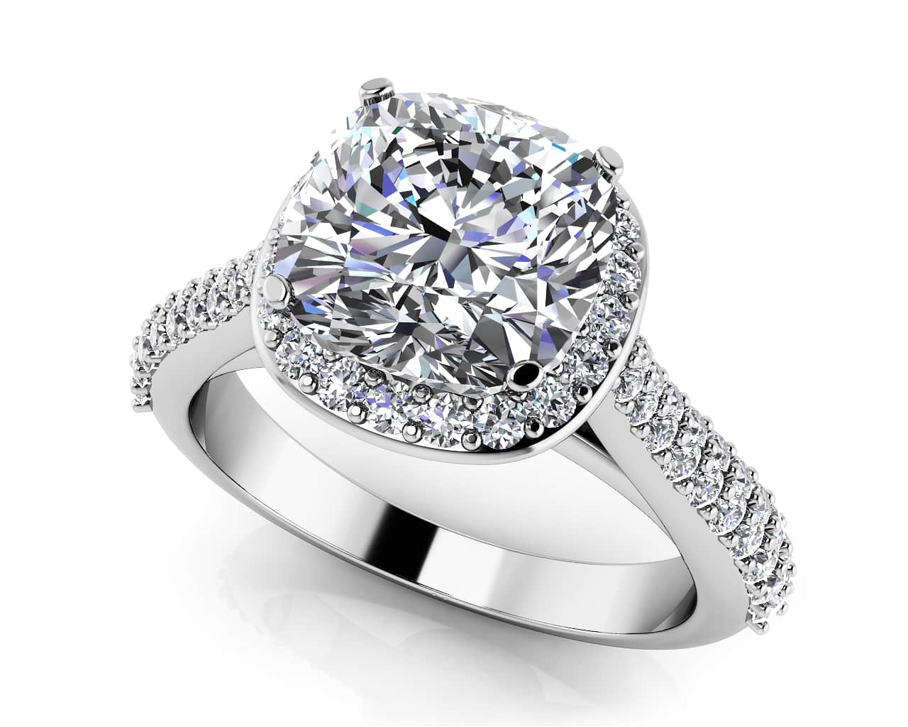 Love Story Cushion Cut Lab-Grown Diamond Engagement Ring with 1.86 ct. (1.25 ct. center diamond)