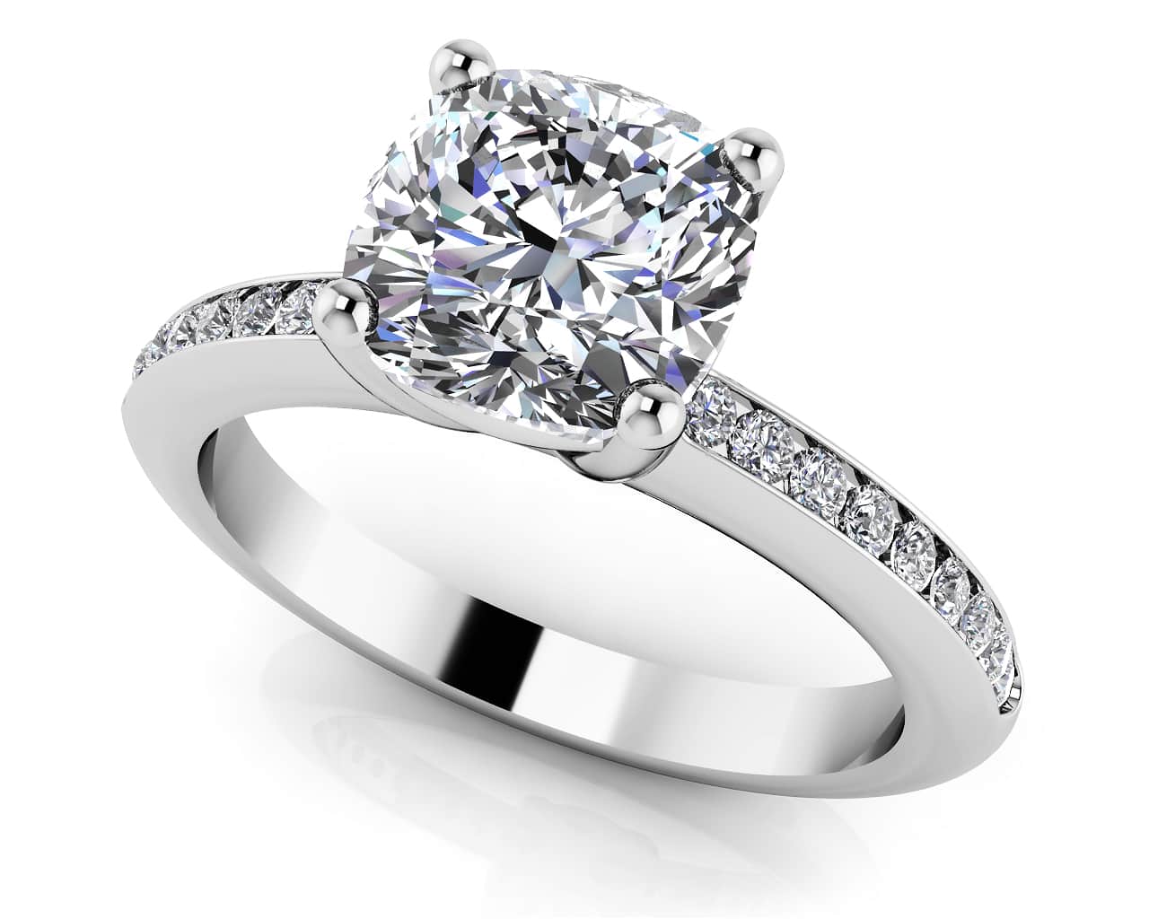 Lovely Cushion Cut Diamond Engagement Ring with 2.21 ct. (2.00 ct. center diamond)
