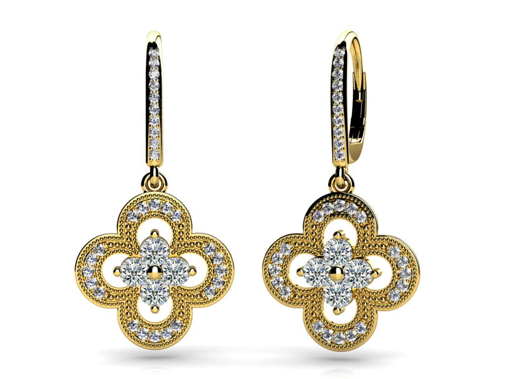 Lucky Blossom Diamond Drop Lab-Grown Diamond Earrings with 1.50 ct.(finished) 1.2mm, 3.2mm - Image 2