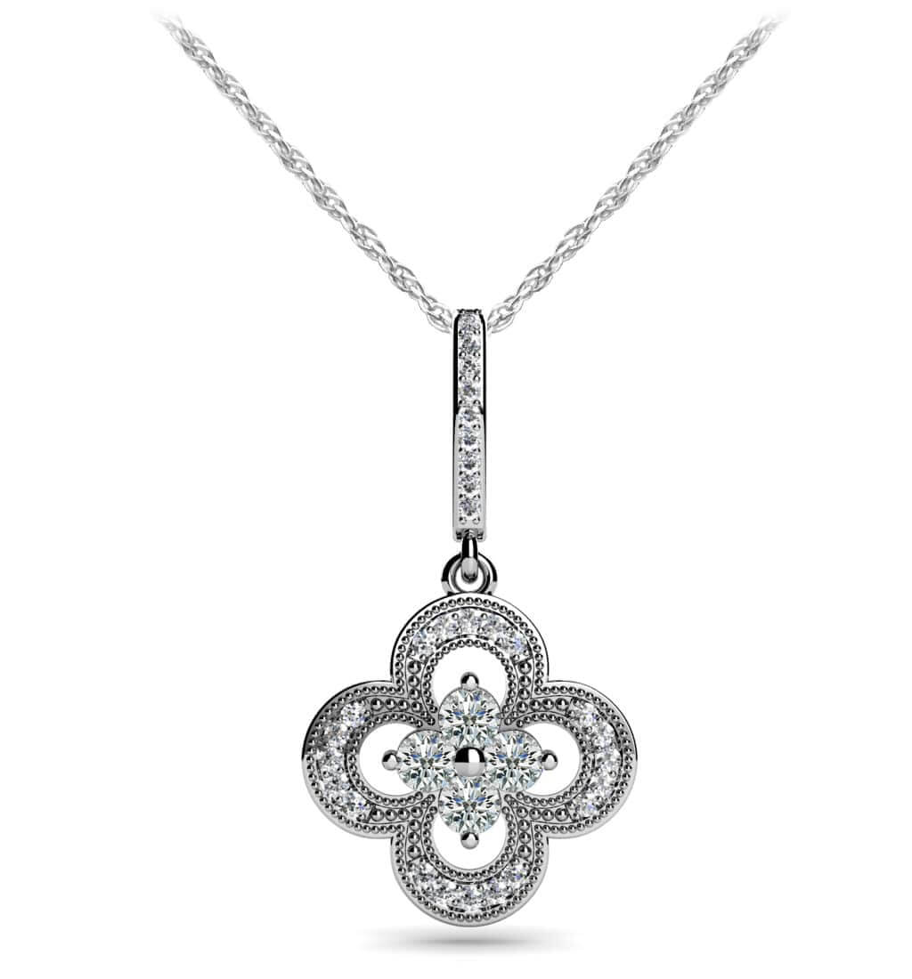 Lucky Four Lab-Grown Diamond Pendant with 0.74 ct.(finished) 1.2mm, 3.25mm