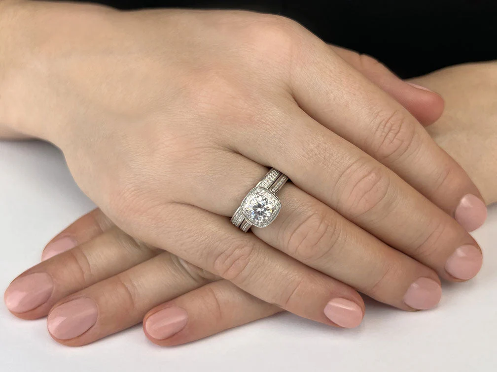 Luminous Lab-Grown Diamond Bridal Set with 1.84 ct. (0.75 ct. center diamond) - Image 3