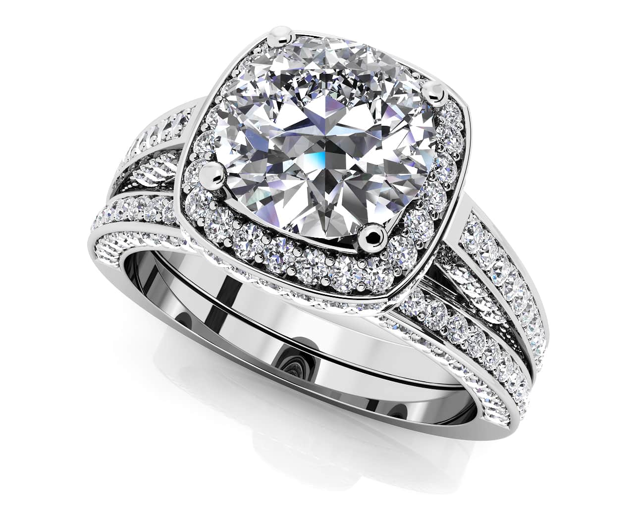 Luminous Lab-Grown Diamond Bridal Set with 2.40 ct. (1.25 ct. center diamond)