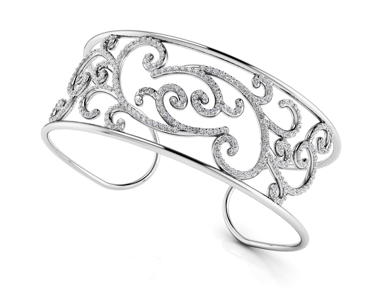 Luxurious Diamond Cuff Lab-Grown Diamond with 1.36 ct.(finished) 1mm