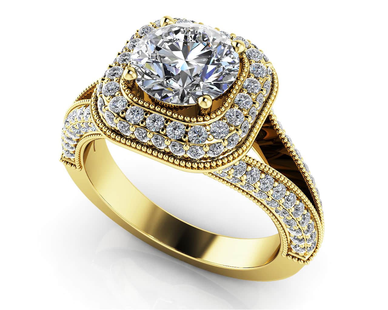 Luxurious Split Shank Halo Lab-Grown Diamond Engagement Ring with 1.16 ct. (0.50 ct. center diamond) - Image 2