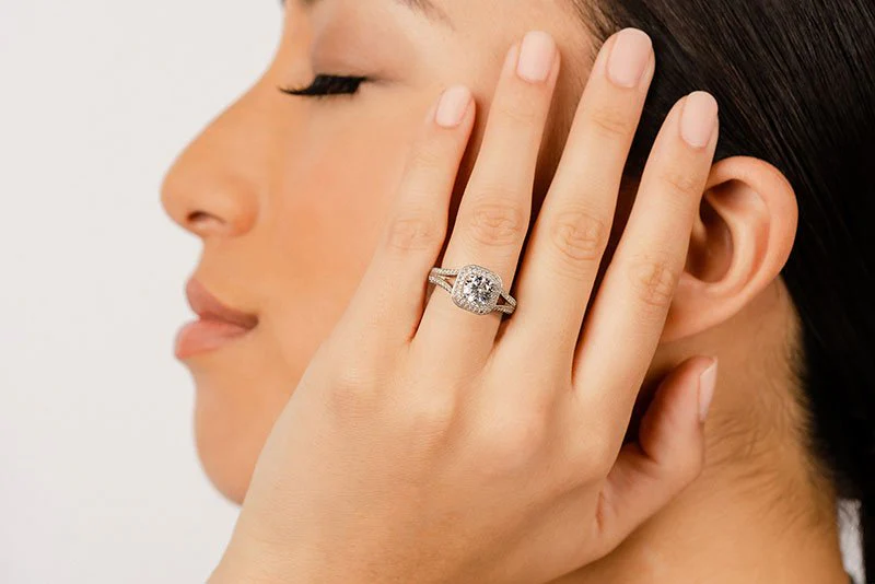 Luxurious Split Shank Halo Lab-Grown Diamond Engagement Ring with 2.24 ct. (1.50 ct. center diamond) - Image 4