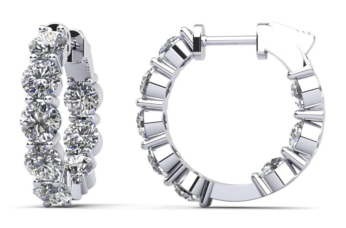 Luxury Inside Out Diamond Hoop Earrings with 6.08 ct.(finished) 4.6mm