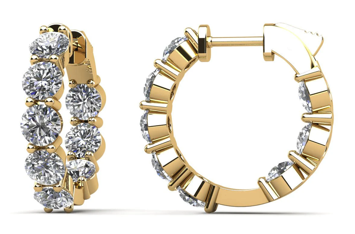 Luxury Inside Out Lab-Grown Diamond Hoop Earrings with 0.72 ct.(finished) 2.25mm - Image 2