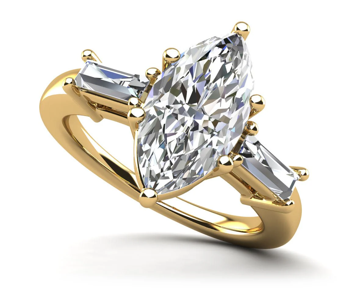 Marquise and Baguettes Lab-Grown Diamond Engagement Ring with 1.38 ct. (1.00 ct. center diamond) - Image 2