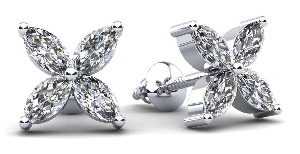 Marquise Shape Lab-Grown Diamond Stud Earrings with 1.12 ct.(finished) 5x2.5mm