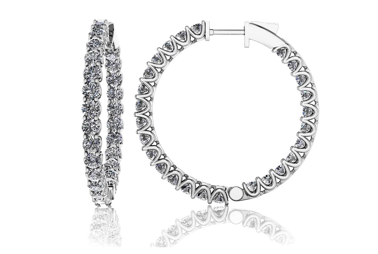 Medium Hoop Diamond Lab-Grown Diamond Earrings with 2.31 ct.(finished) 2mm