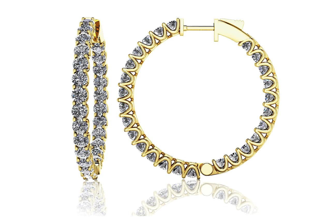 Medium Hoop Diamond Lab-Grown Diamond Earrings with 3.72 ct.(finished) 2.5mm - Image 2