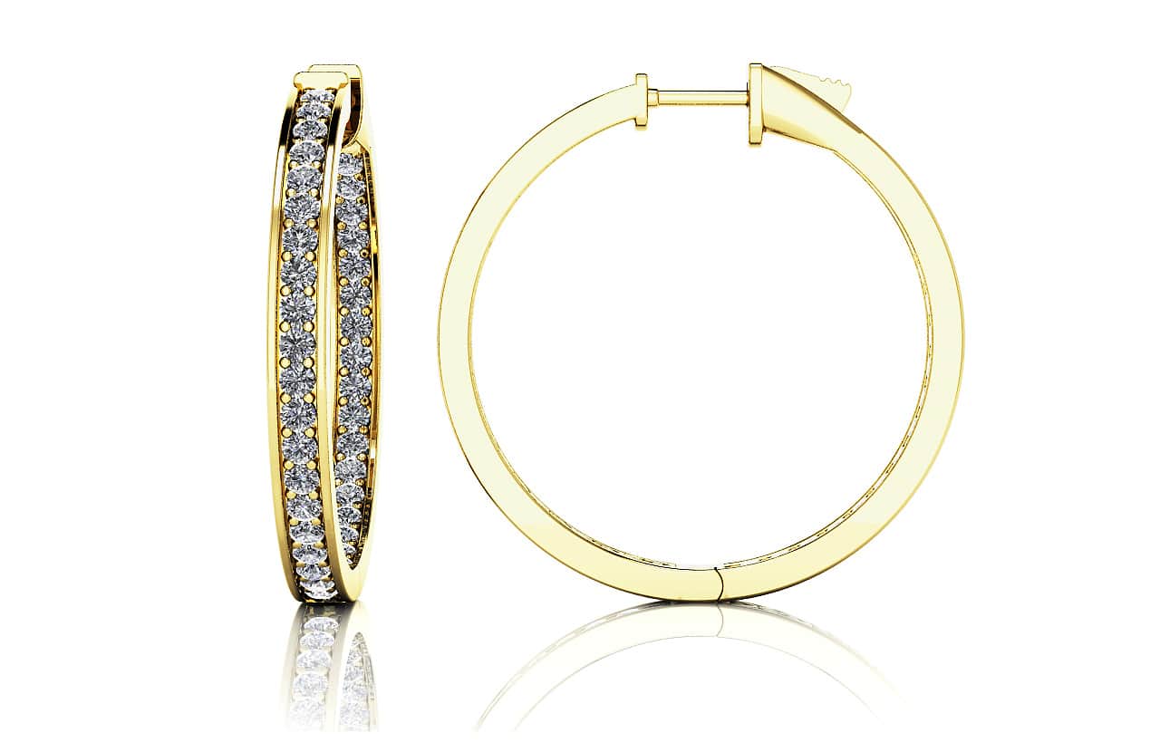 Medium Shared Prong Single Row Diamond Hoops Lab-Grown Diamond with 3.10 ct.(finished) 2.4mm - Image 2