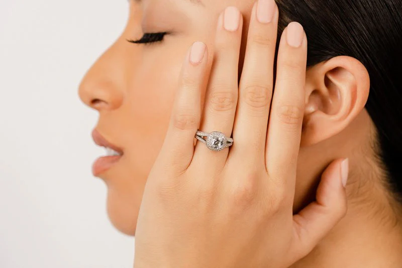 Milgrain Cushion Cut Halo Ring Diamond  with 1.67 ct. (1.00 ct. center diamond) - Image 4