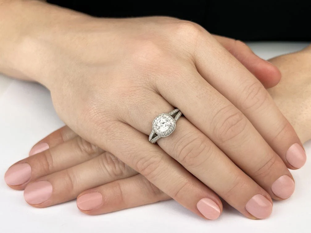 Milgrain Cushion Cut Halo Ring Lab-Grown Diamond with 2.70 ct. (2.00 ct. center diamond) - Image 3